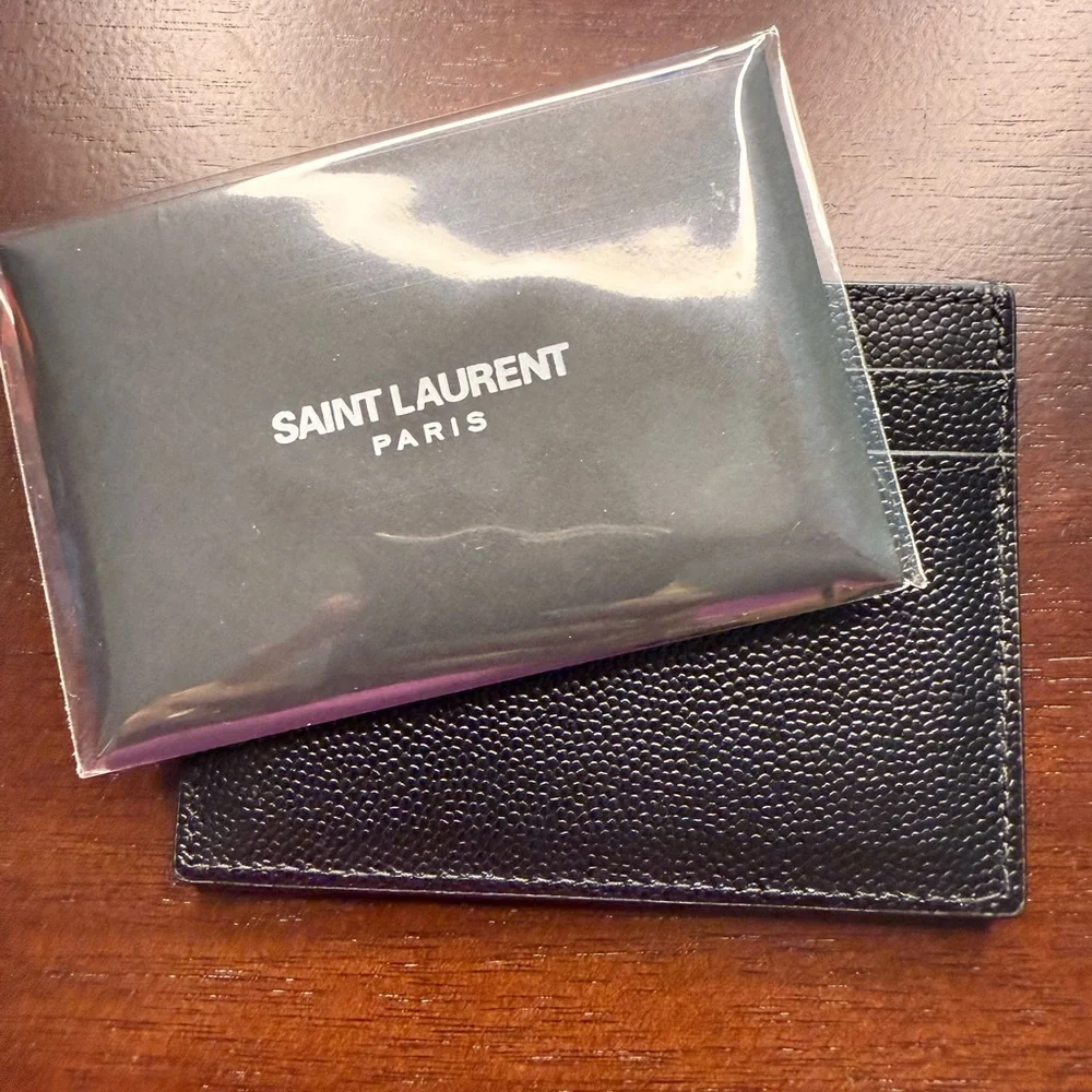 Saint Laurent Black Leather Card Holder - Picture 6 of 7